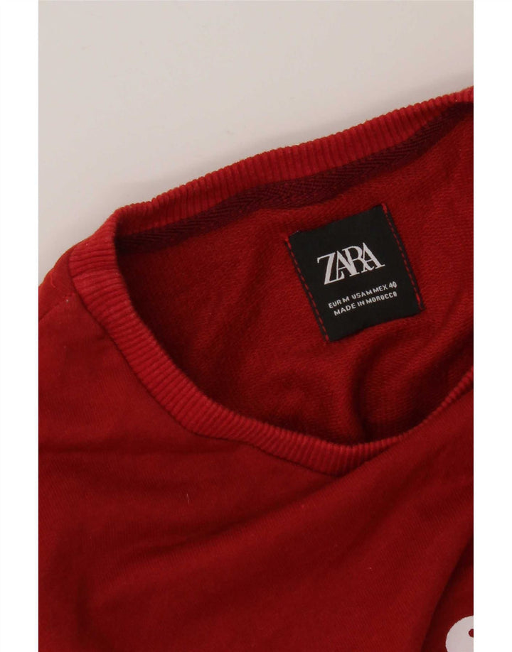 Zara Homme Graphic Sweatshirt Jumper Moyen Rouge Coton
