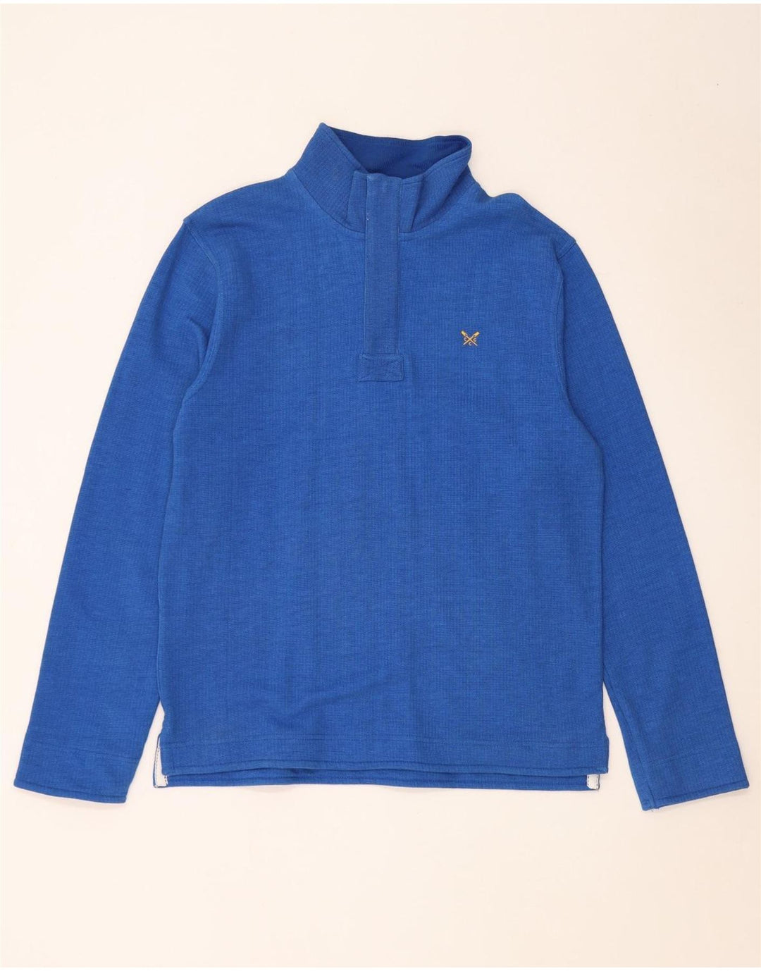 Crew Clothing Sweat-shirt à col zippé pour homme en coton bleu moyen