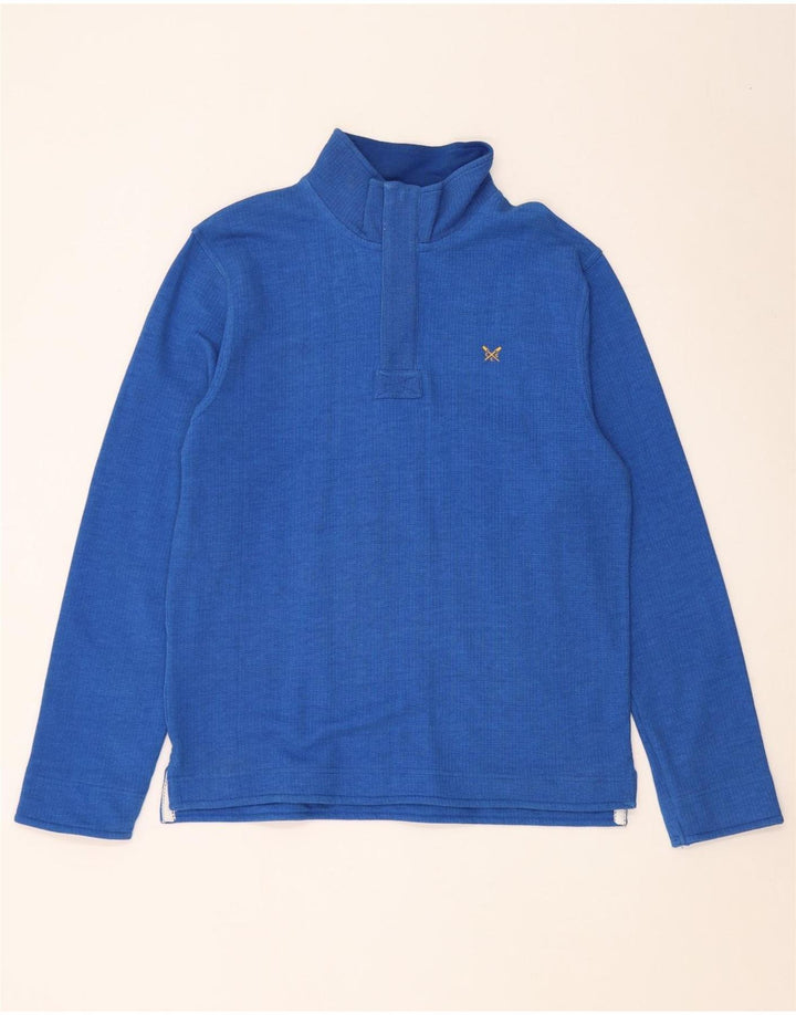 Crew Clothing Sweat-shirt à col zippé pour homme en coton bleu moyen