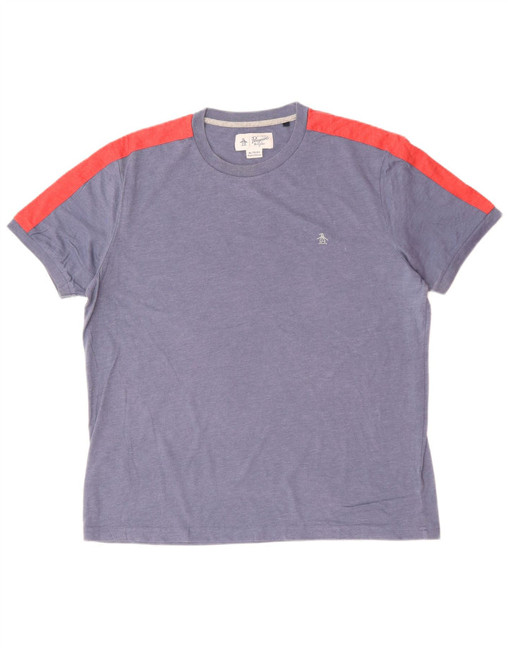 PENGUIN T-Shirt Homme Top XL Bleu Colorblock