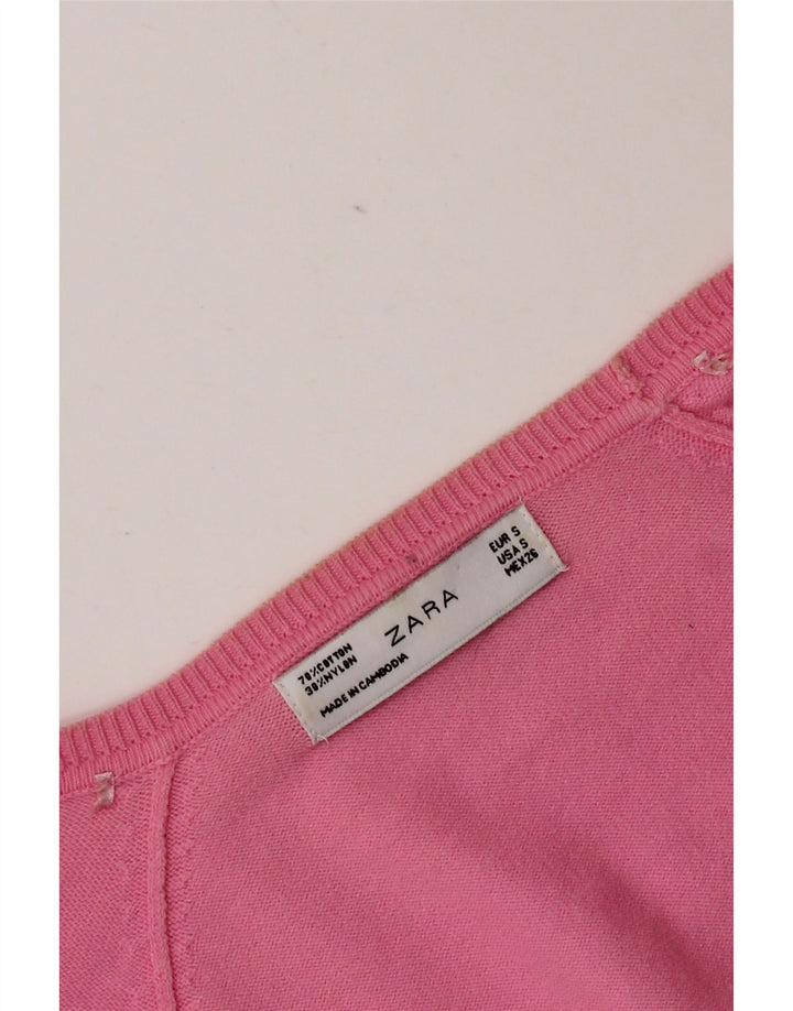 Zara Cardigan Femme Pull UK 10 Petit Rose