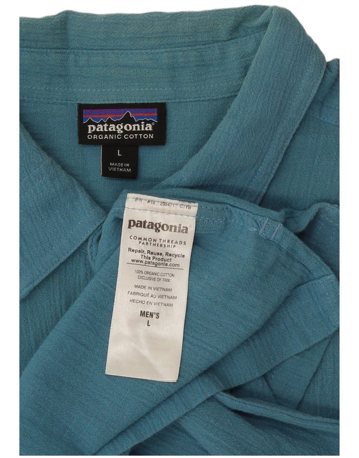 Patagonia Chemise à manches courtes pour hommes Large Bleu Coton