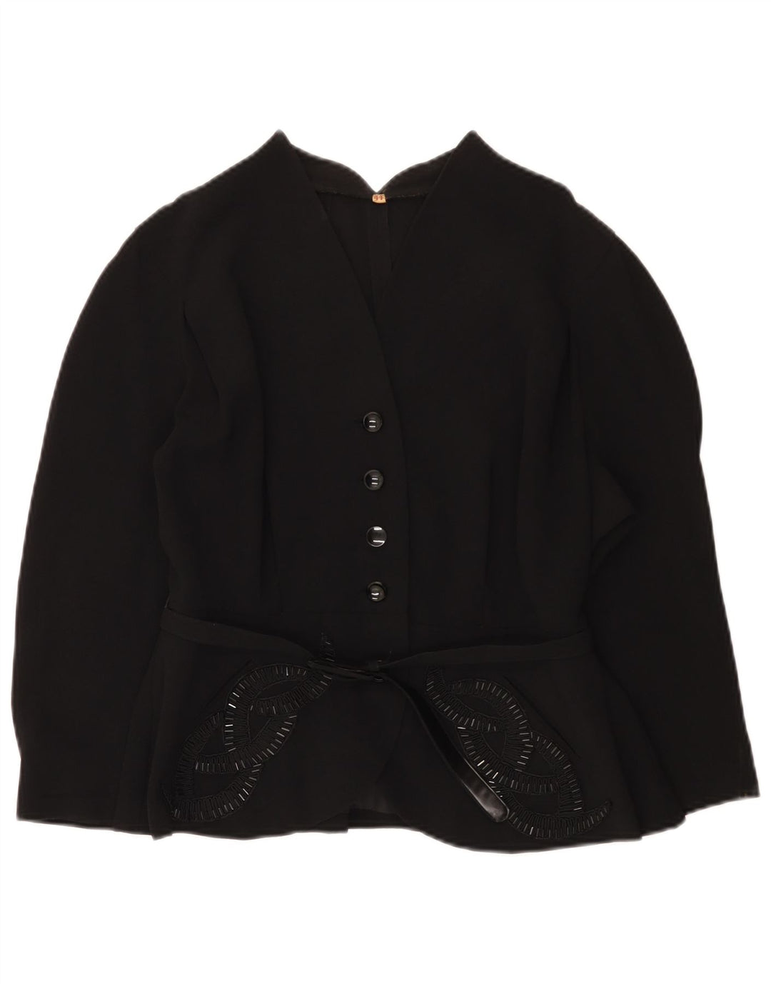 vintage Femme 4 Boutons 3/4 Manches Blazer Veste IT 44 Moyen Noir