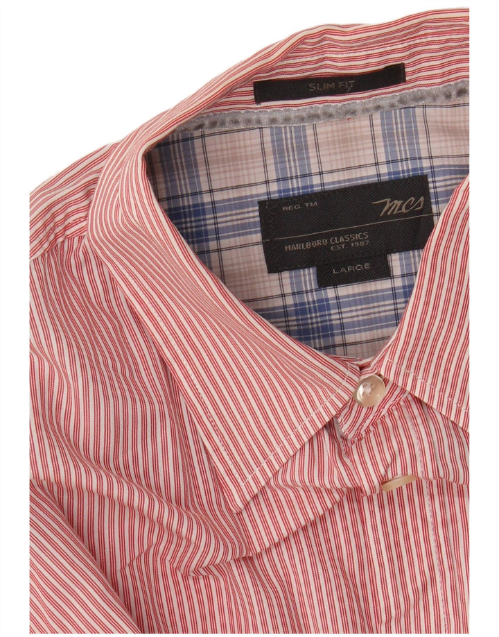 MARLBORO CLASSICS Chemise cintrée pour homme à grandes rayures roses