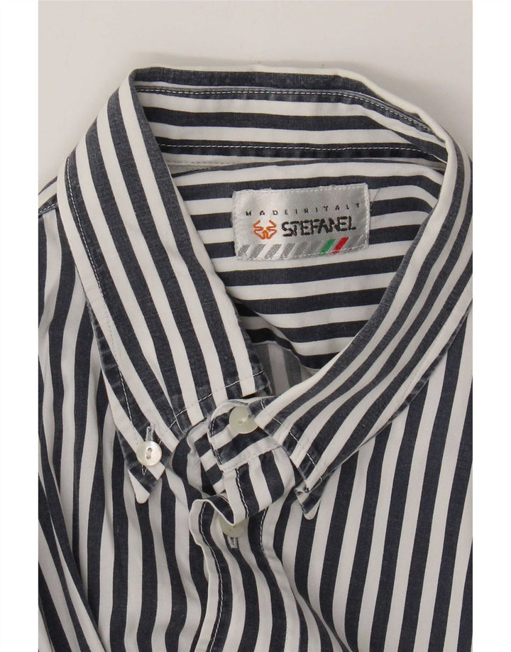 Stefanel Chemise Homme Bleu Marine Moyen Rayure Fine