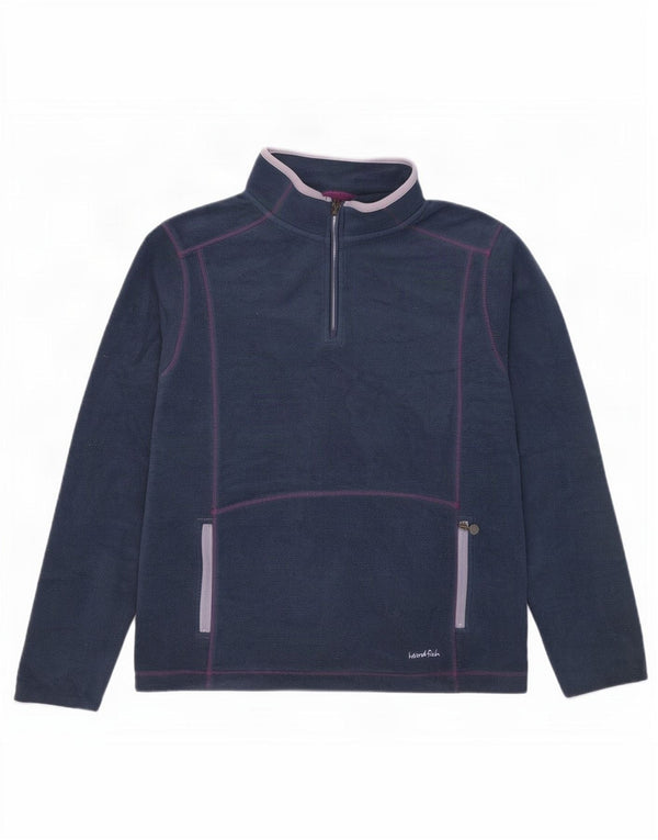 Weird Fish Pull polaire à col zippé pour femme UK 18 XL Bleu marine Polyester