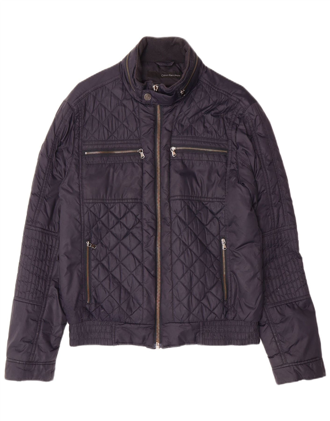 CALVIN KLEIN JEANS Mens Graphic Padded Jacket UK 38 Medium Navy Blue