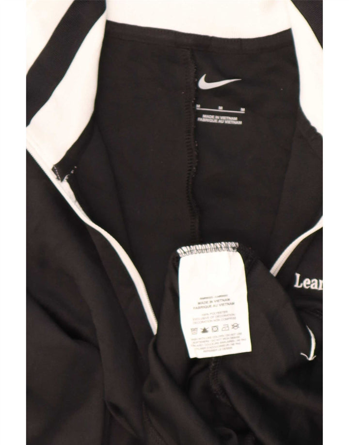 Nike Haut de survêtement à col zippé graphique pour femme UK 12 Noir moyen