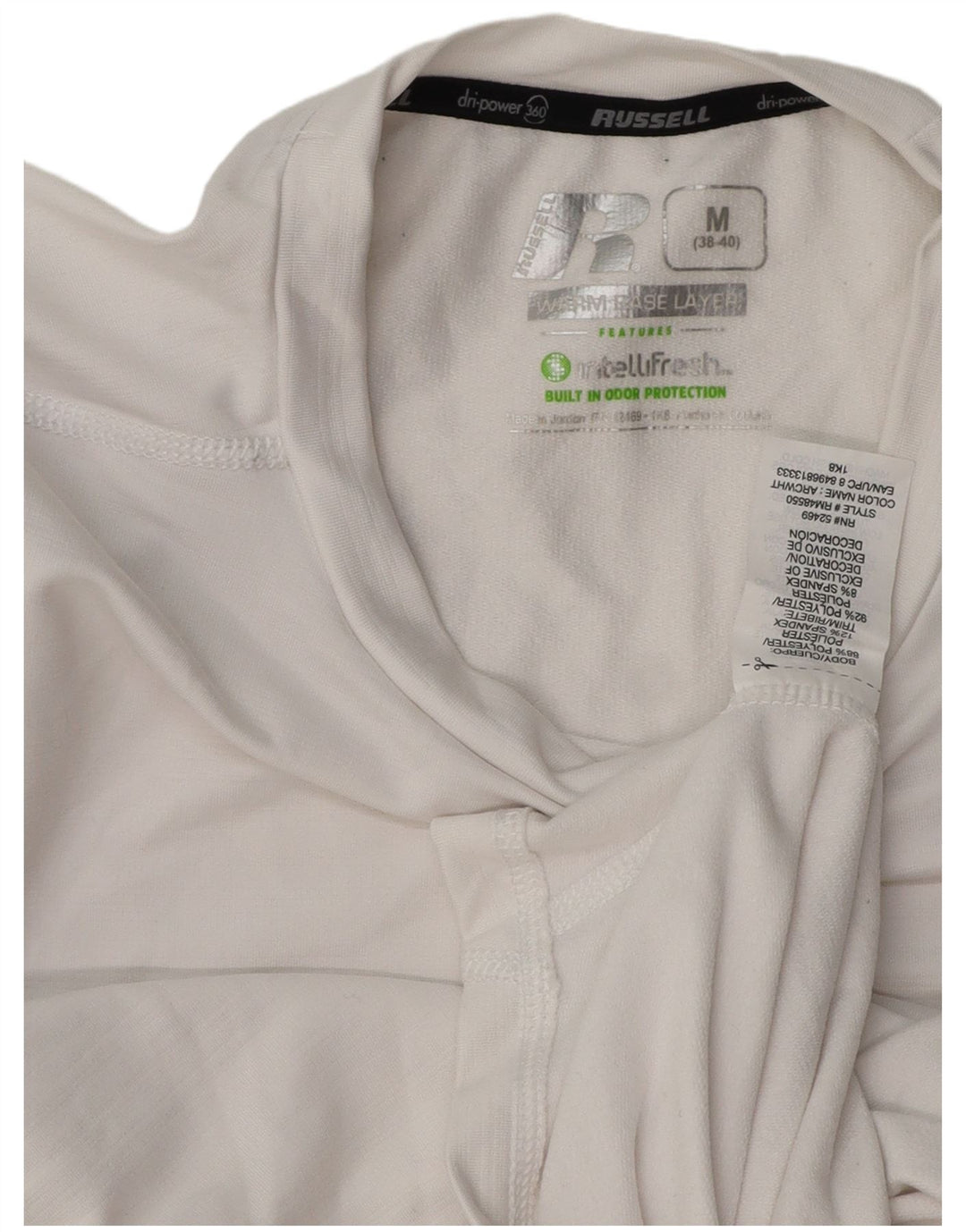RUSSELL ATHLETIC Haut à manches longues pour hommes UK 38/40 Polyester blanc moyen