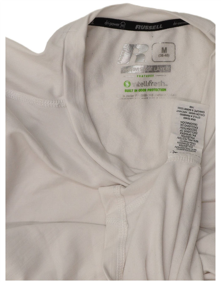 RUSSELL ATHLETIC Haut à manches longues pour hommes UK 38/40 Polyester blanc moyen