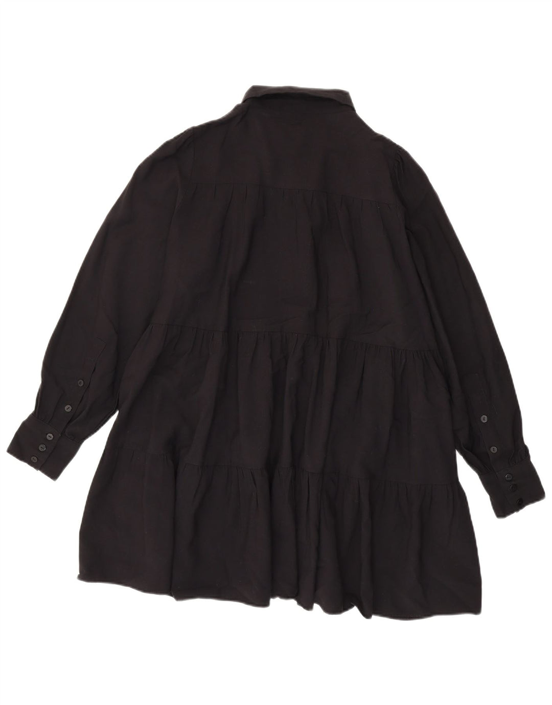 Zara Robe surdimensionnée à volants pour femme UK 10 Petite viscose noire