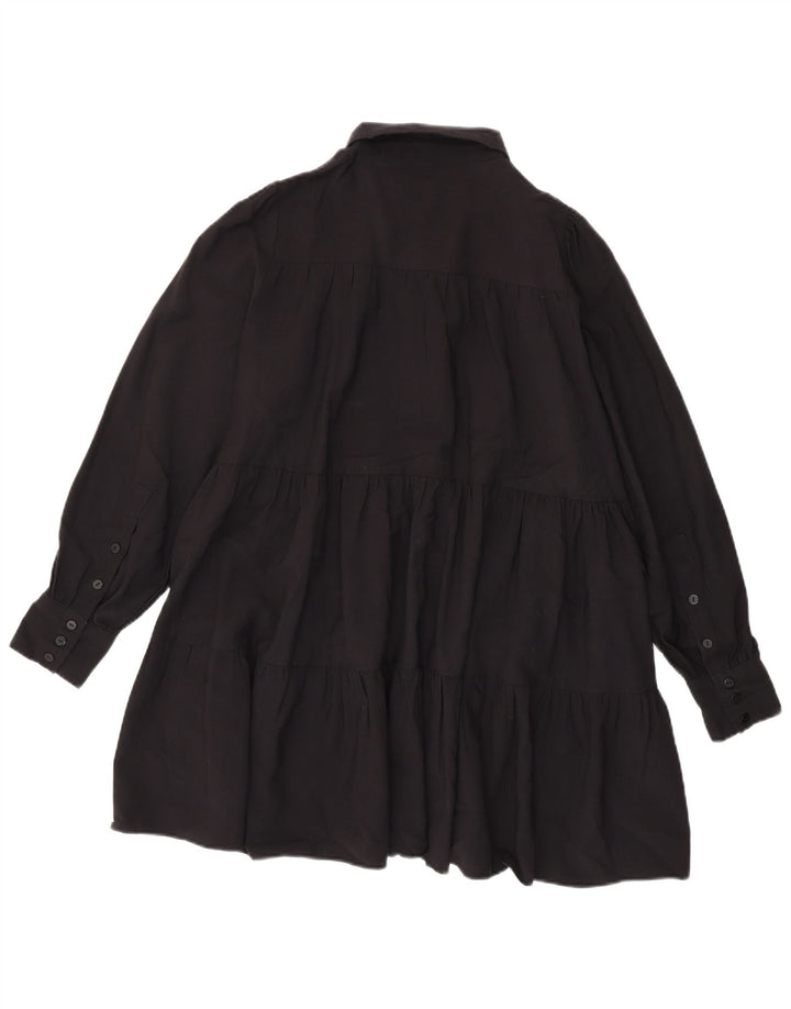 Zara Robe surdimensionnée à volants pour femme UK 10 Petite viscose noire