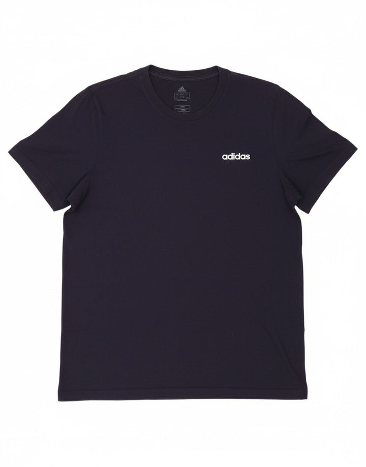 ADIDAS Mens T-Shirt Top Large Navy Blue Cotton
