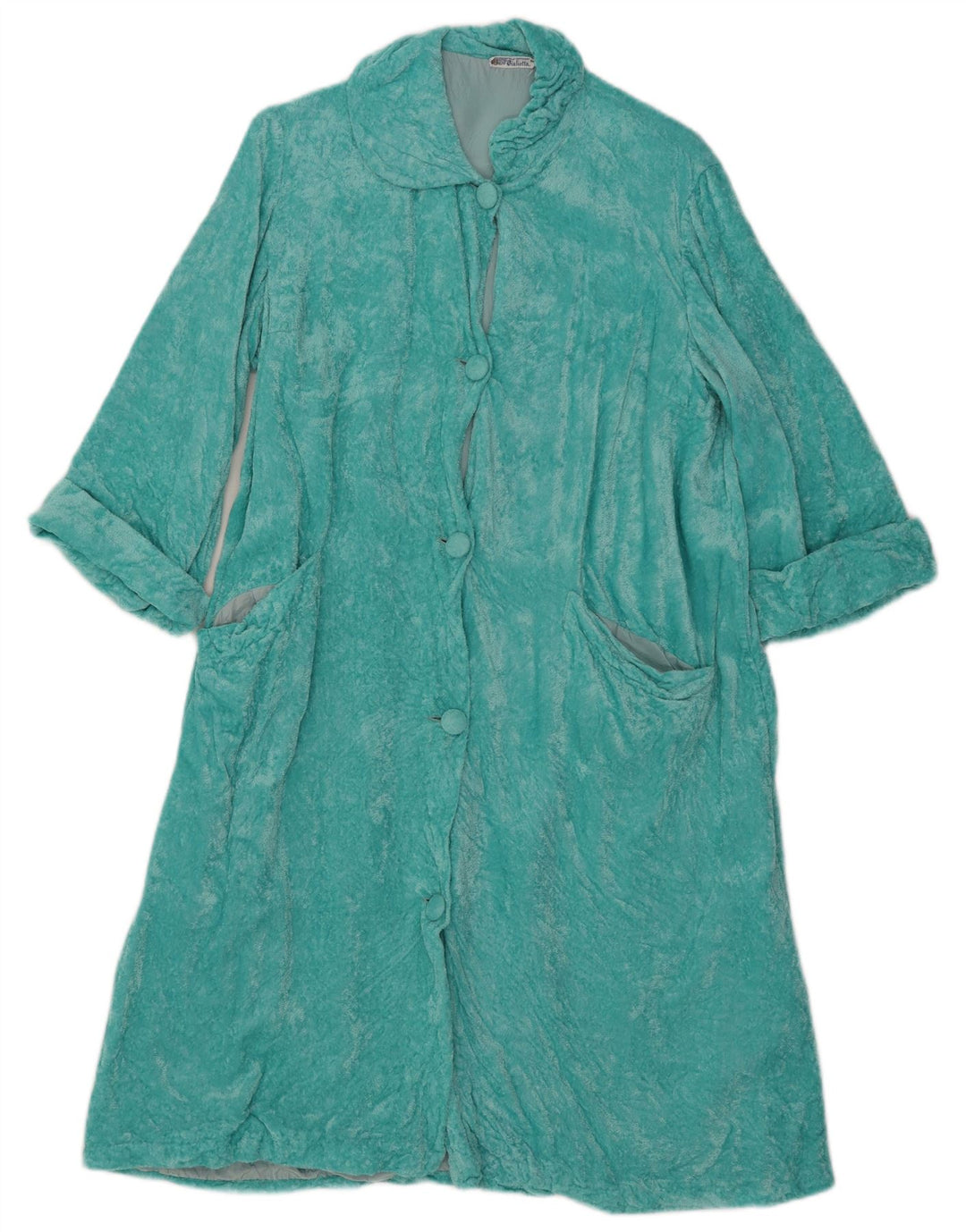 vintage Femme Velour Robe Robe UK 14 Bleu Moyen