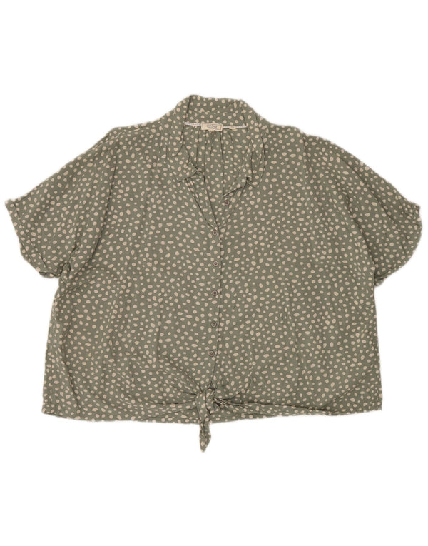 FAT FACE Chemisier à nouer sur le devant pour femme UK 20 2XL Vert à pois