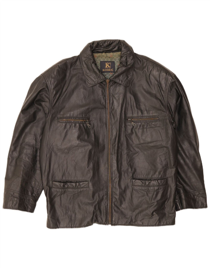 veste en cuir homme vintage UK 42 XL Noir