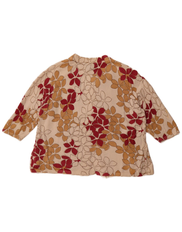 Eddie Bauer Cardigan à manches 3/4 pour femme UK 20 2XL Beige Floral