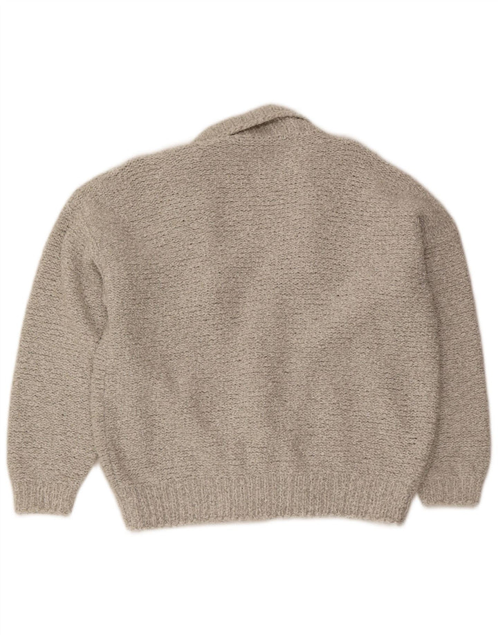 vintage Homme Double Breasted Cardigan Pull Gris Moyen