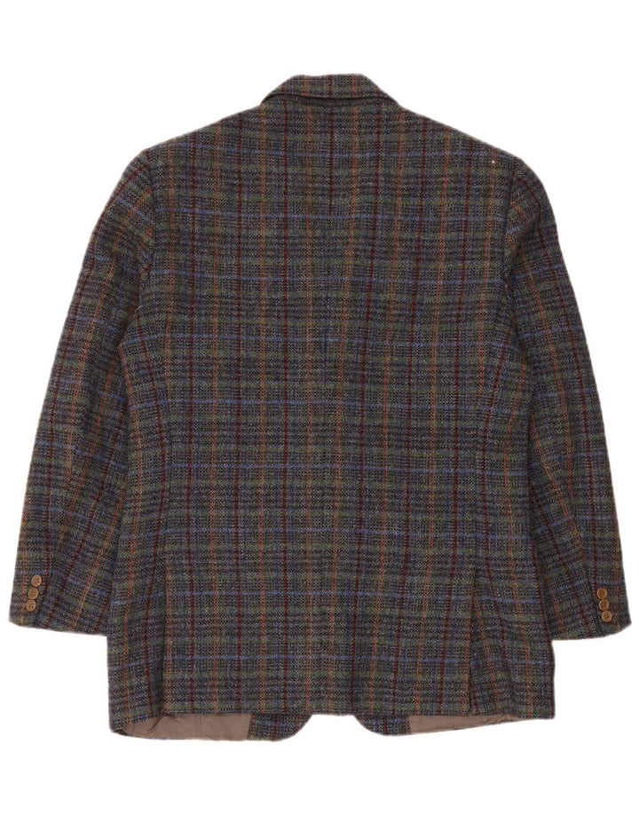 vintage Mens 2 Button Blazer Jacket UK 40 Grande laine à carreaux gris