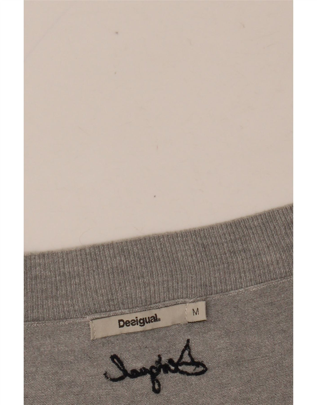 DESIGUAL Pull graphique à col en V pour femme UK 14 Gris moyen floral