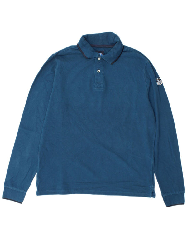 North Sails Polo à manches longues pour homme Small Bleu marine