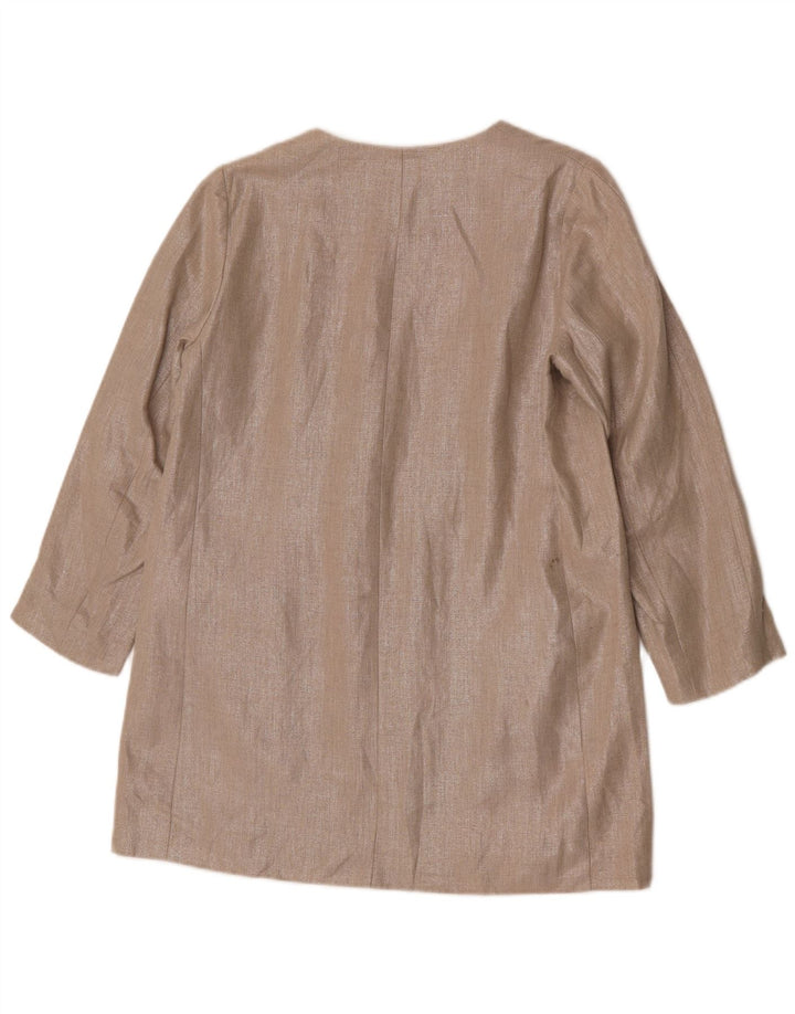 Zara Veste Blazer Ouverte Femme UK 14 Lin Beige Moyen