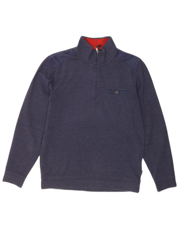 Ted Baker Sweat-shirt à col zippé pour homme Taille 2 Petit Bleu marine Polyester
