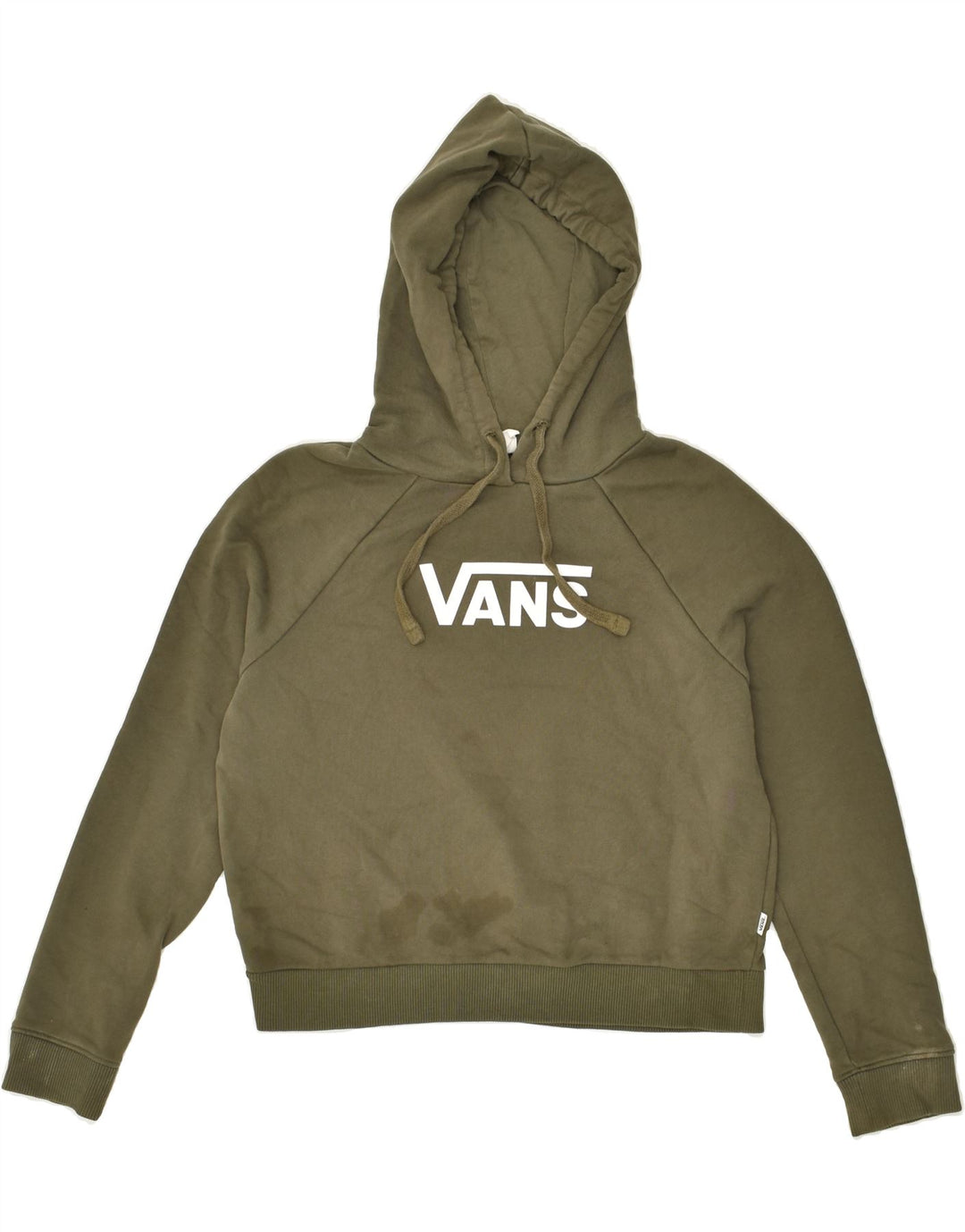 VANS Womens Graphic Hoodie Jumper UK 6 XS Khaki Cotton | Vintage Vans | Thrift | Second-Hand Vans | Used Clothing | Messina Hembry 