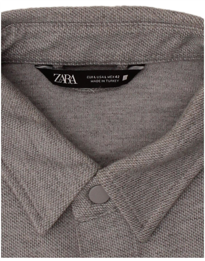ZARA Mens Shirt Large Grey Cotton