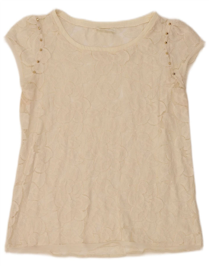 Zara Chemisier en dentelle pour femme UK 12 Medium Off White Floral