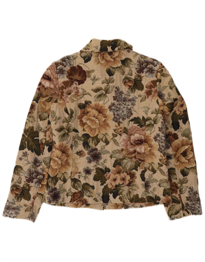 Landhaus Veste Blazer Zippée Femme EU 40 Polyester Floral Beige Moyen