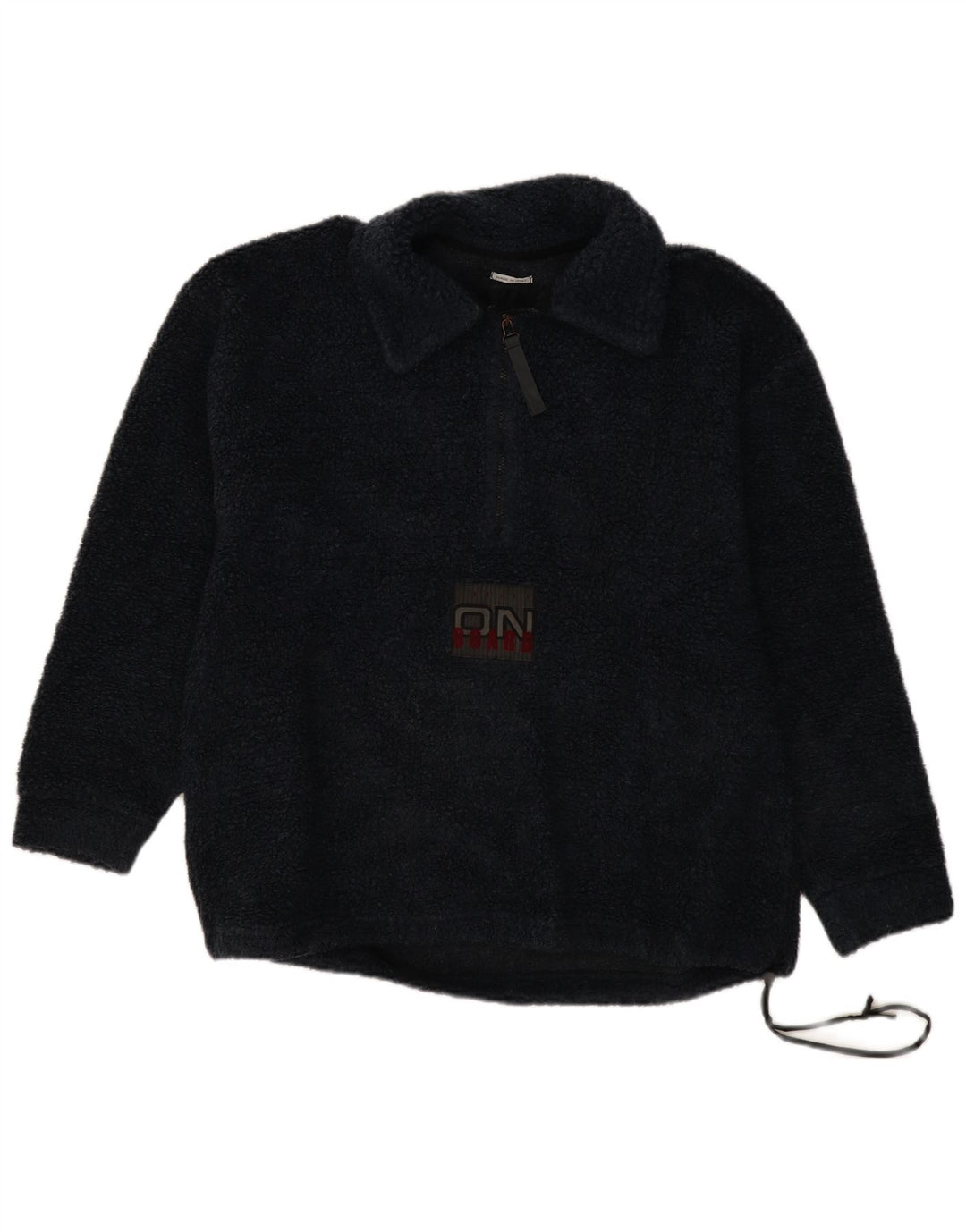 Belfe Pull oversize en polaire à col polo pour homme Bleu marine moyen