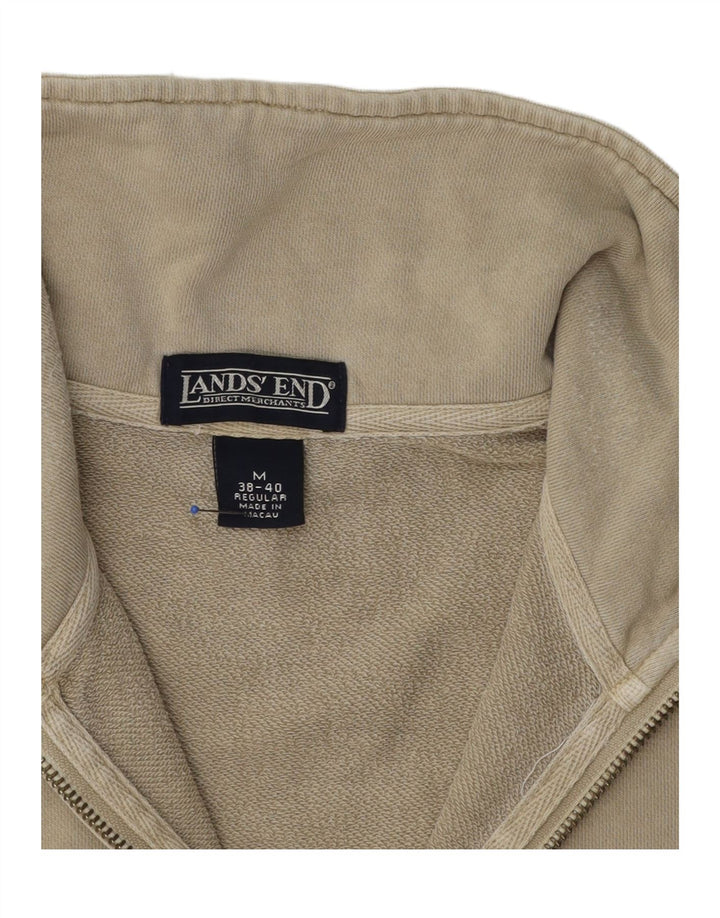 Lands End Sweat-shirt coupe classique à col zippé pour homme UK 38/40 Beige moyen