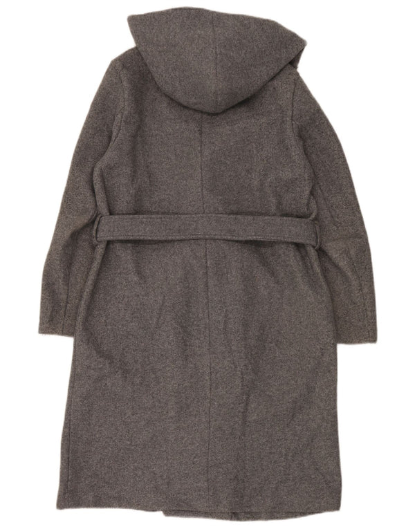 Zara Manteau surdimensionné à capuche pour femme UK 6 XS Gris Polyester