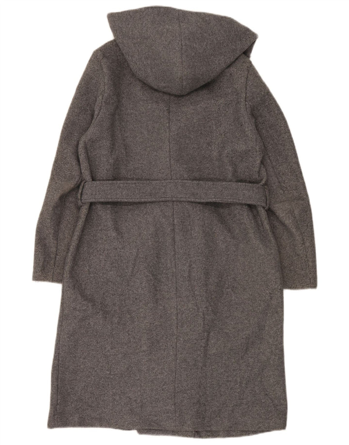 Zara Manteau surdimensionné à capuche pour femme UK 6 XS Gris Polyester
