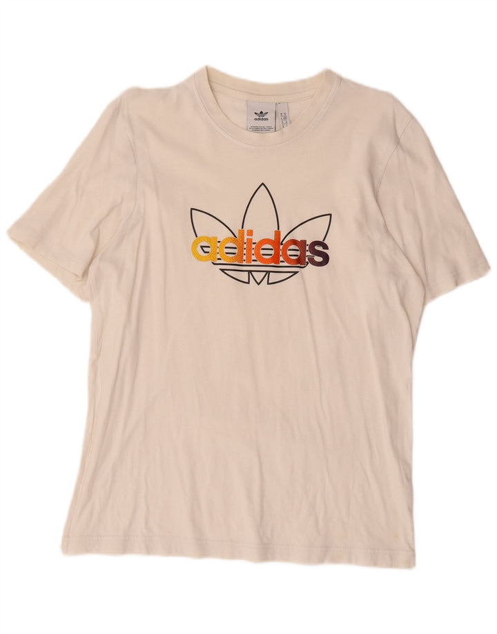 Adidas T-shirt graphique pour homme en coton blanc cassé moyen
