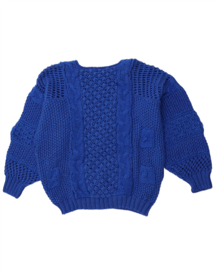 vintage Femme Bateau Cou Jumper Pull EU 40 Moyen Bleu Polyacrylique