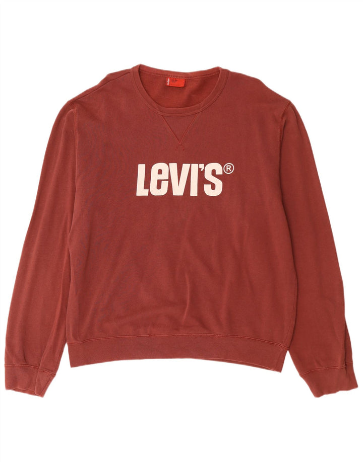 Levi's Graphic Sweatshirt Jumper Large Homme Bordeaux Coton