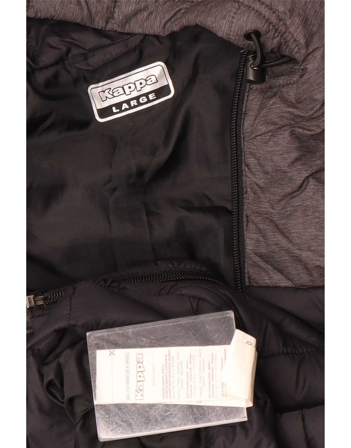 Kappa Veste rembourrée à capuche pour homme UK 40 Large Noir Colorblock Polyamide