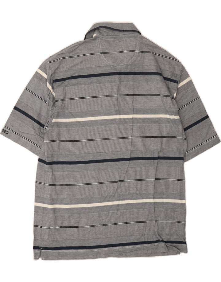 DOCKERS Mens Golf Polo Shirt Large Grey Striped Cotton Vintage Dockers and Second-Hand Dockers from Messina Hembry 