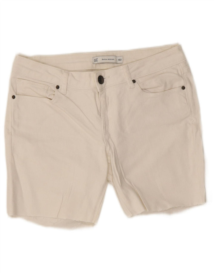Zara Short en jean graphique pour femme EU 40 Medium W30 Blanc