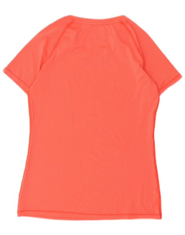 Under Armour Heat Gear T-Shirt Top UK 10 Petit Orange Polyester