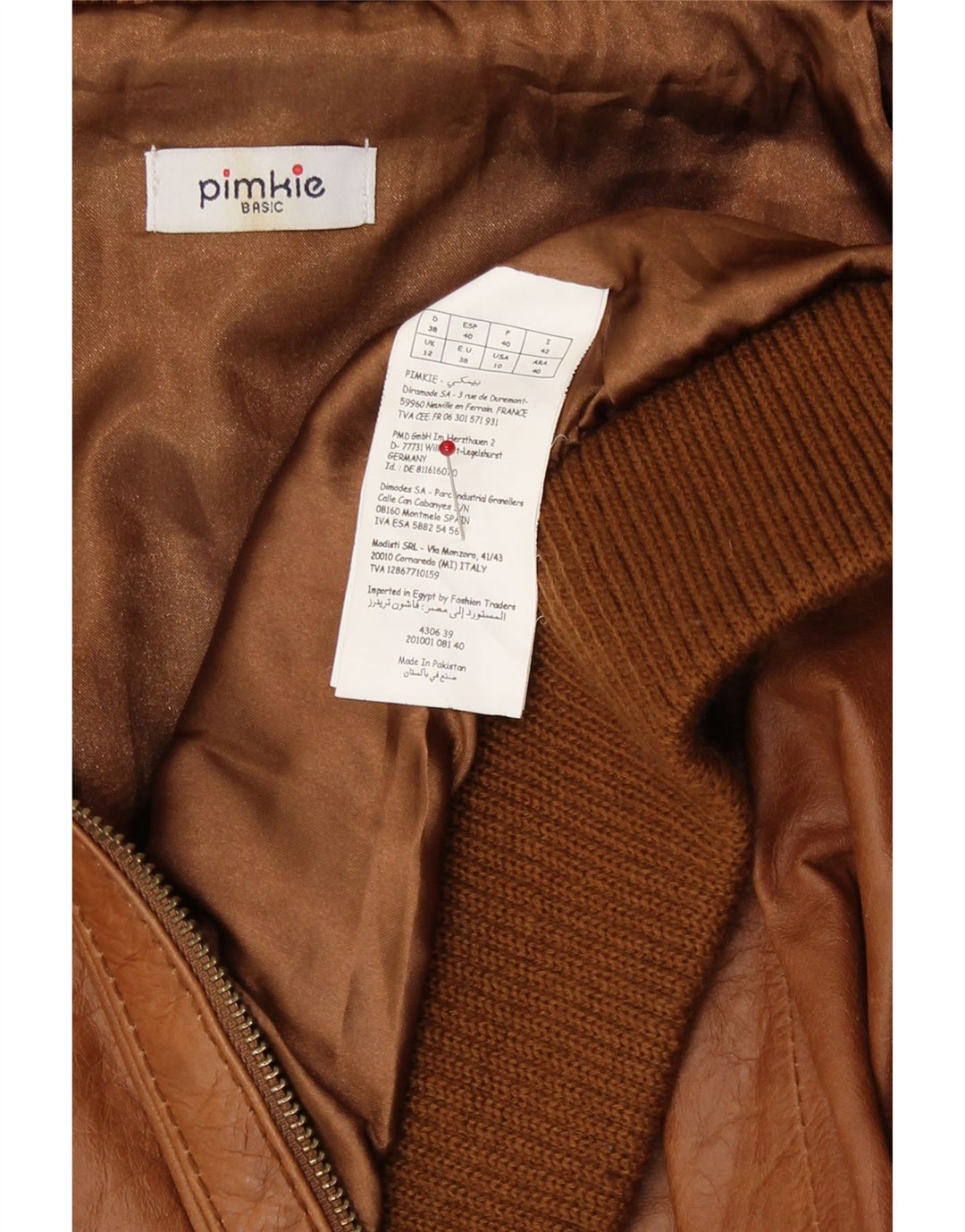 Pimkie Veste en cuir bomber pour femme UK 12 Marron moyen