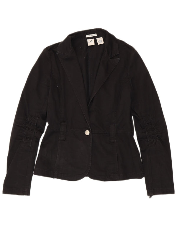 Armani Exchange Veste Blazer 1 Bouton Femme UK 12 Coton Noir Moyen