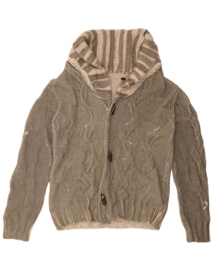 Zara Homme Cardigan Pull Large Vert Rayé Acrylique