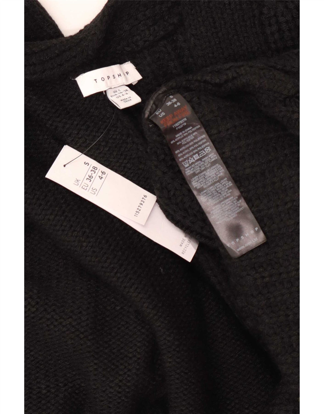 Topshop Cardigan long surdimensionné pour femme EU 36/38 Petit Noir