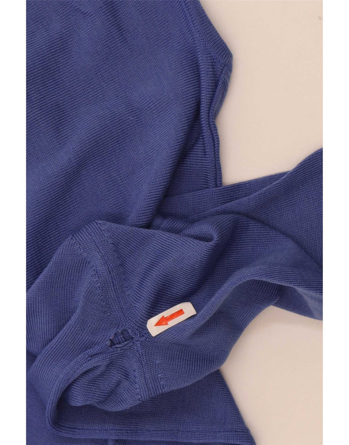 Marks & Spencer Pull col en V pour femme UK 12 Bleu moyen Laine mérinos
