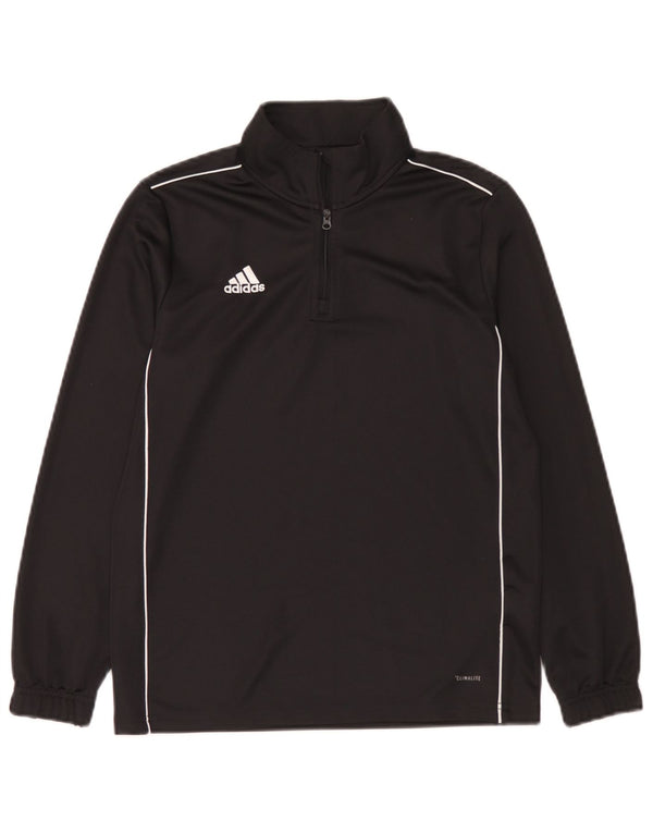 Adidas Garçon Climalite Zip Neck Top Manches Longues 11-12 ans Noir Polyester