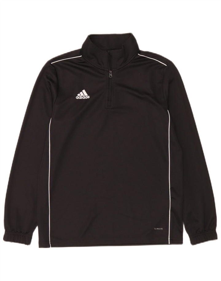 Adidas Garçon Climalite Zip Neck Top Manches Longues 11-12 ans Noir Polyester