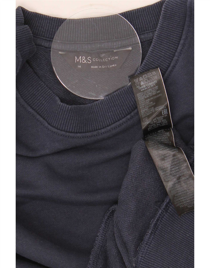 Marks & Spencer Sweat-shirt pour femme UK 14 Bleu marine moyen Coton